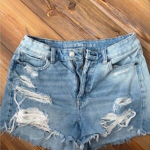 American Eagle Outfitters Light Blue Distressed Jean Shorts
